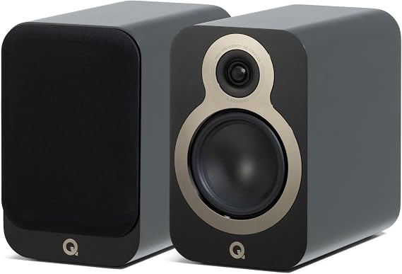 Q ACOUSTICS 3020c Compact Bookshelf Speakers - Pair - 2-Way Reflex Enclosure Type, 4.75" Bass Driver, 0.9" Tweeter - Stereo/Passive Speakers for Home Theatre Sound System (Satin Black)