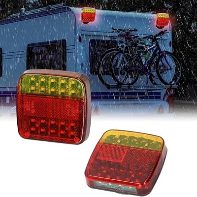 RAINPOT 2025 Upgraded Wireless Trailer Lights Kit, Magnetic Trailer Lights for Towing, USB Adjustable Rechargeable, Portable LED Light for Trucks, Boat, RV, Vehicle Square Frame