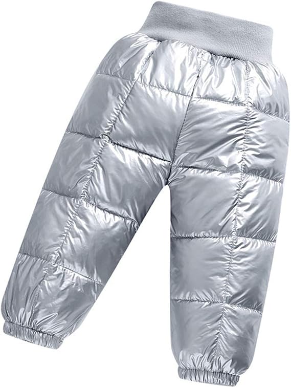Little Boys Girls Winter Warmer Puffer Down Thick Snow Pants Trousers Windproof Elastic Ski Bib Pants