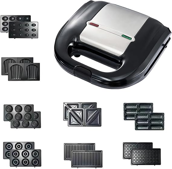 8-in-1 Panini Press Grill Sandwich Maker, Sandwich Press and Griddle Grill Combo with Removable Grilling Plates Cool Touch Handle LED Indicator Lights, for Indoor BBQ Flat Top Grill