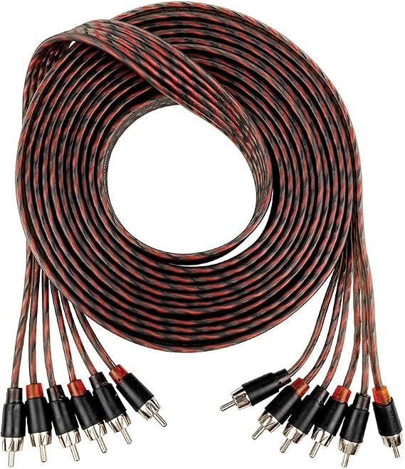 Alphasonik 17 Feet Premium 6 Channel Hyper-Flex RCA Interconnect Signal Patch Audio Cable with X-Radial Twist Wire Technology 100% Oxygen Free Copper Element Certified Multiple Applications FLEX-R66