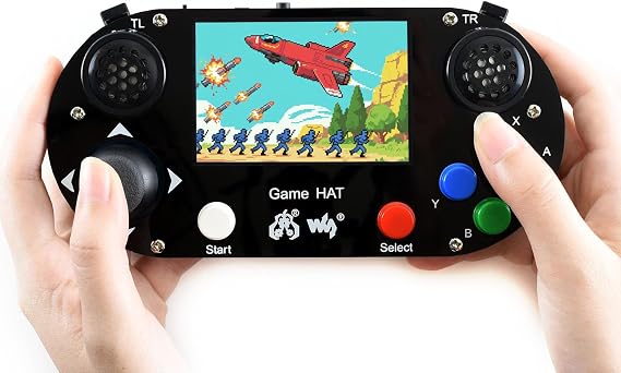 Waveshare Game HAT, Compatible with Raspberry Pi 4B/3B/3B+/Zero/Zero W/Zero WH, Retro Gaming Console wth 3.5inch IPS Screen, Joystick, and Buttons, 480320, Onboard Speaker and Earphone Jack
