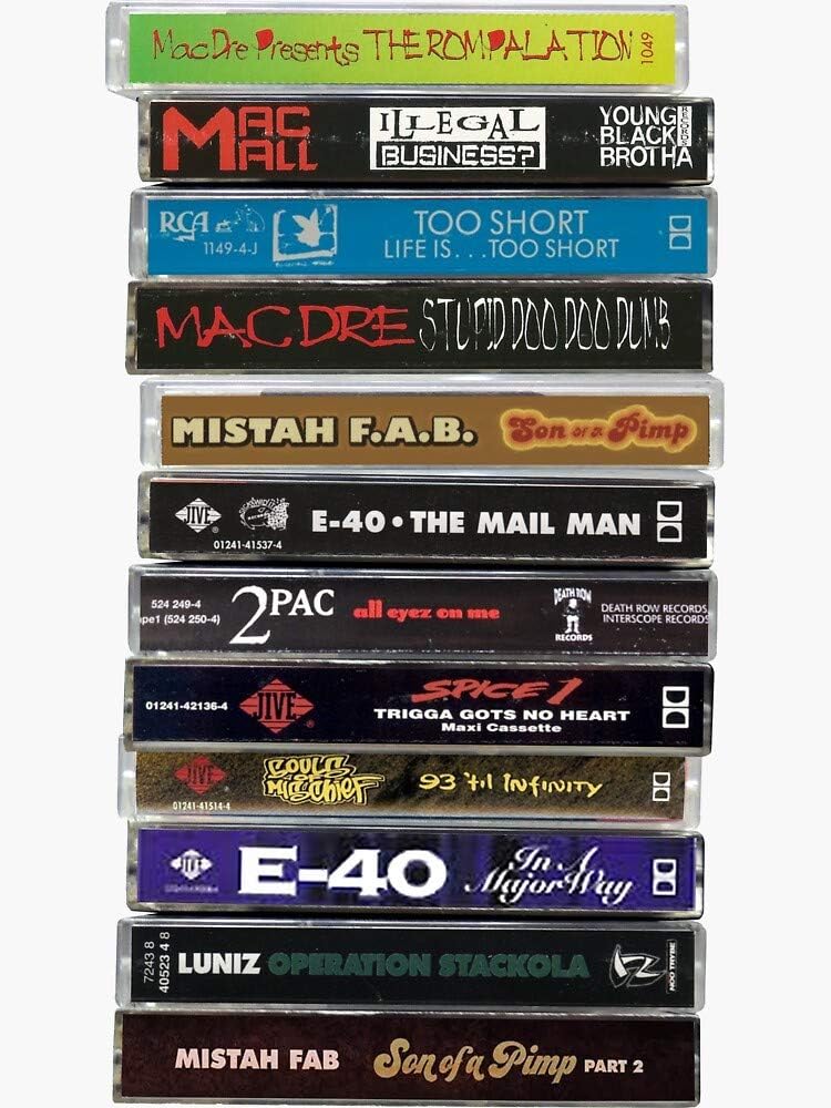 Bay Area Dope Tapes Hyphy Mob Cassette Mix Tapes Bay Area Hip Hop History Fan Art Merch & Gear Sticker - Sticker Graphic - Auto, Wall, Laptop, Cell, Truck Sticker for Windows, Cars, Trucks