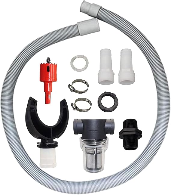Rain Barrel Diverter and Parts Kit, Water Collection System to Convert Containers into Rain Barrels, Catch Rain Water for Outdoor Chores, Rainwater Collector Downpipe with Filter & 19.6 inch Hose