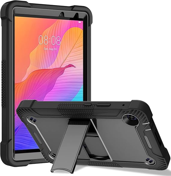 Tablet Computer Case for Huawei MatePad T8 8 inch Cover with Built-in Stand for Heavy Duty Military Grade Shockproof Hard Hybrid,Black