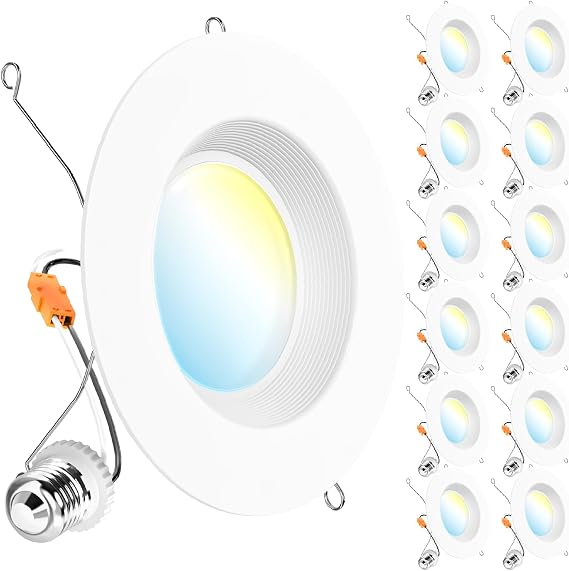 Sunco 12 Pack 6 Inch Retrofit LED Recessed Lights, 5CCT, 13W=75W, Dimmable