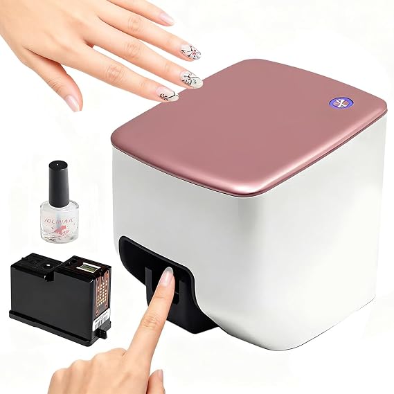 3D Nail Art Printer, Portable Nail Printer Machine Kit, Nail Art Digital Mobile Printer for Salon & Home, Recognition Nail Shape/App Control/DIY Design/10s Fast Print