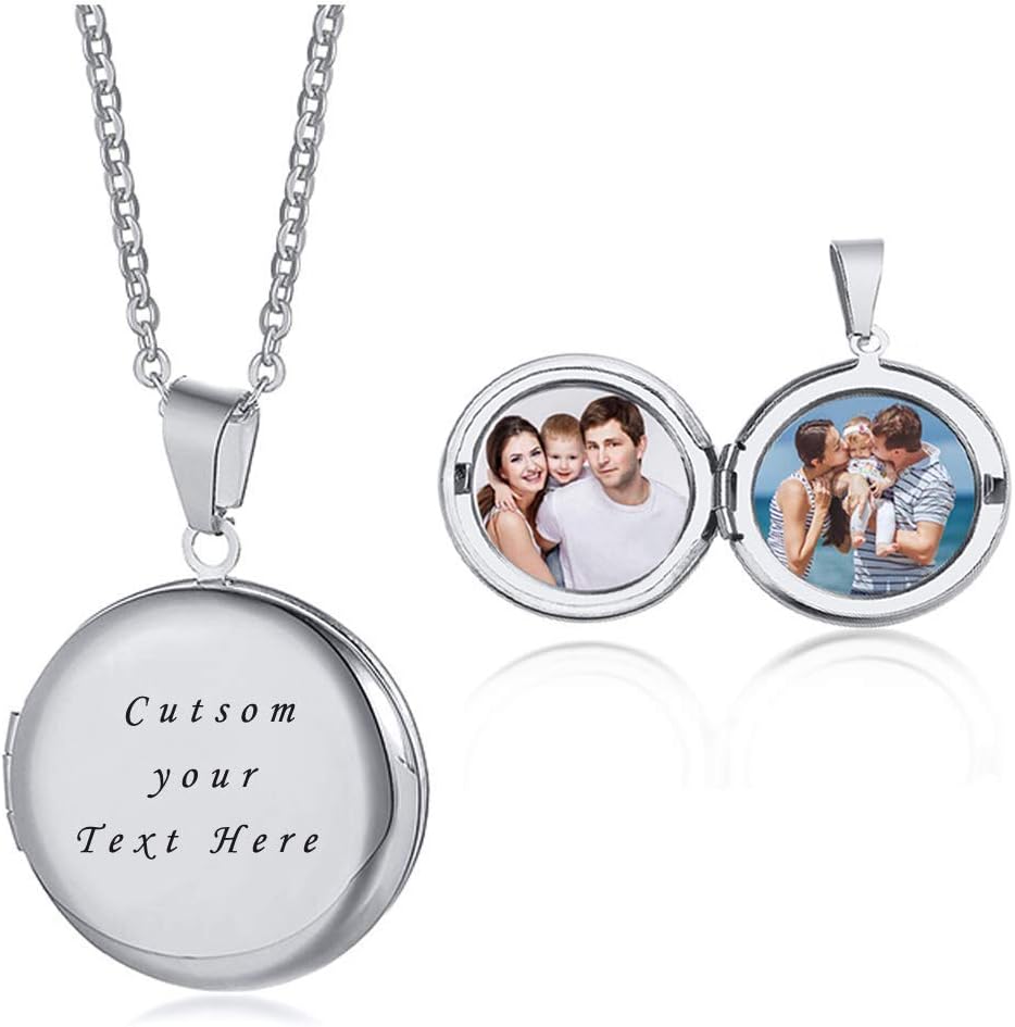 VNOX Personalized Locket Necklace for Women -Gifts for Women Locket Necklace That Holds Pictures Locket Pendant Gifts for Mom Grandma Grandmother Daughter