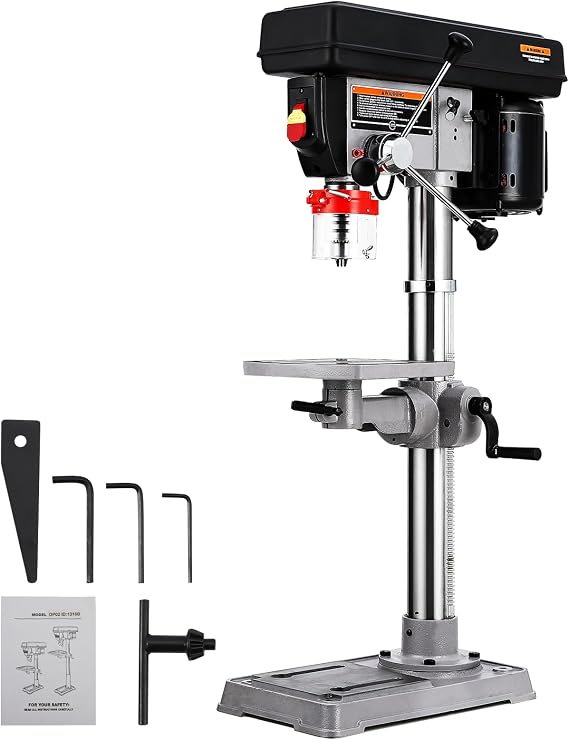 13-Inch Mini Drill Press Table, Variable Speed 288-3084 RPM,7.5 Amp 120V, Cast Iron Benchtop Drill Press with 0-45 Tilting Worktable for Wood and Metal