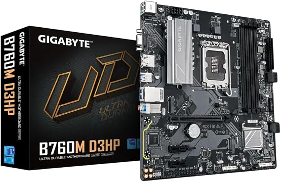 GIGABYTE B760M D3HP Mainboard - Intel Core CPUs der 14. Generation 4+1+1 Phasen VRM bis zu 5600 MHz DDR5 2xPCIe 4.0 M.2 GbE LAN USB 3.2 Gen 1