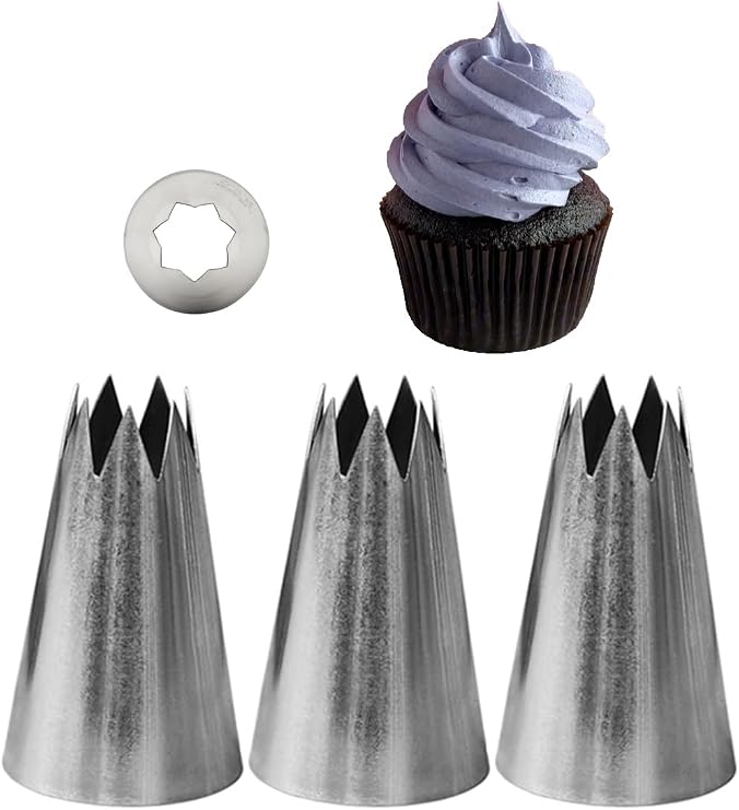 1/2 Inch Open Star Piping Tip, Large Pastry Tip for Cake Frosting,3 Pcs