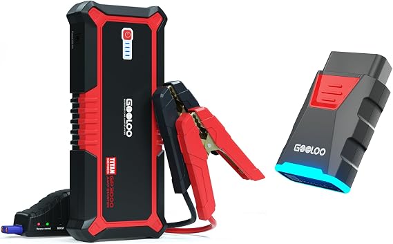GOOLOO Upgraded GP3000 Jump Starter 3000A Peak Car Starter & GOOLOO DEEPSCAN DS100 OBD2 Scanner Bluetooth