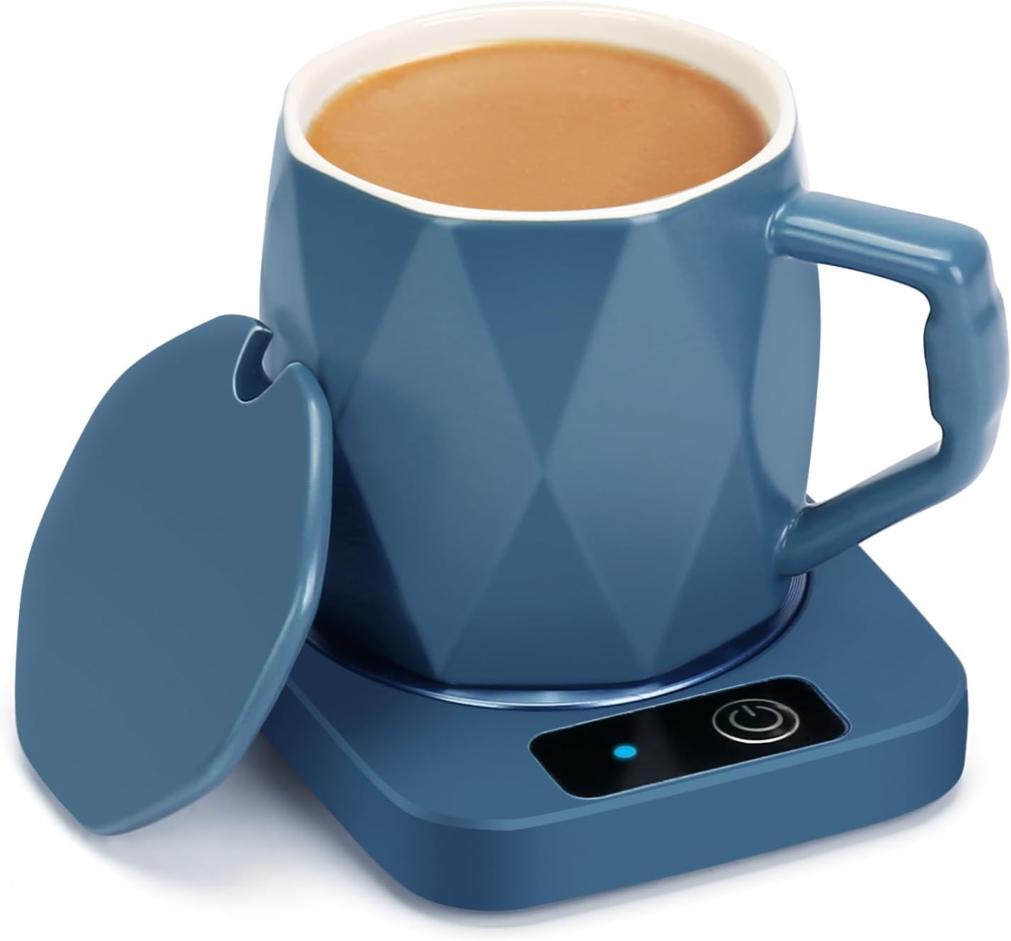 Computer Coffee Mug Warmer with Ceramic Mug Set, Electric Coffee Warmer for Gift Ideas, 160°F Temperature Control, 16W Intelligent Heater