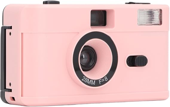 Jectse 35mm Film Camera, Reusable Retro Film Camera Built in Flash, Kids Point and Shoot Camera, 1/120s Shutter Speed, 28MM F /8 Lens, Lightweight Vintage Camera for Student Kids (Pink)