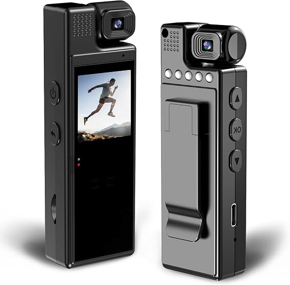 Boby Camera with Audio and Video Recording, 1080P Video Recorder, Portable Body Cam with 180 Rotating Lens, FHD Photo Recorder,Loop Recording Body Camera for Civilians, Police