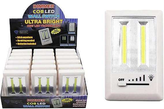 Diamond Visions 08-1822 COB LED White Case Dimmable Portable Light Switch (1 Dimmable Light Switch)