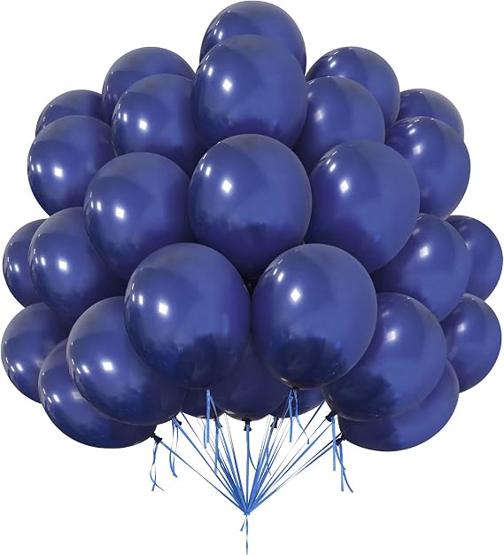 Navy Blue Balloons 50pcs - 12 Inch Retro Latex Balloons for Kids Party, Baby Shower, Wedding, Valentine's Day and Birthday - Dark Blue Decorations