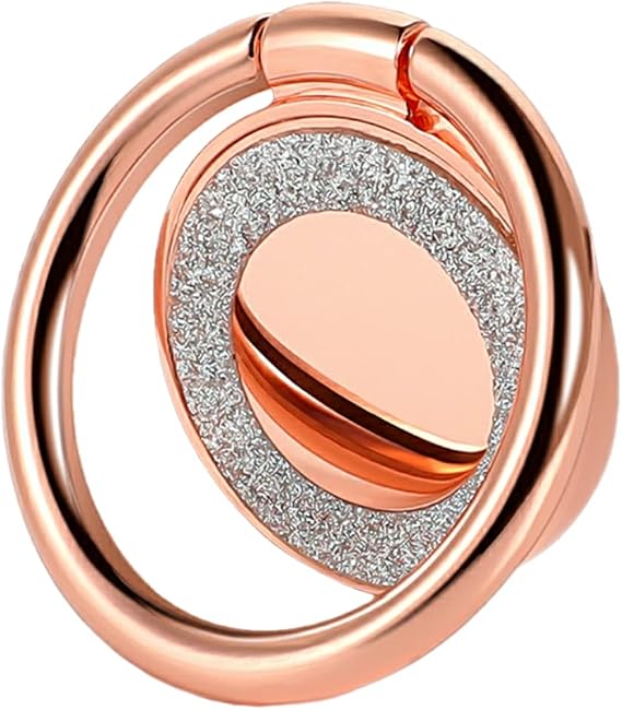 Cell Phone Ring Holder Finger Kickstand Turns 360 Degrees & 180 Degrees Adjustable to Fit Your Needs Helps Stabilize Phone for Selfies iPhone Stand Phone Grip Circle Bling 52014 (Rose Gold)