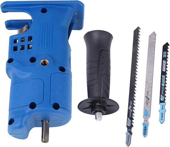 Reciprocating Saw, Portable Handheld Reciprocating Saw Adapter Electric Drill Modified Tool Woodworking Accessory with 3 Saw Blades for Wood and Metal Cutting