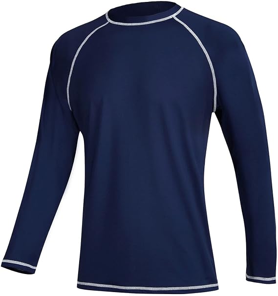 Men's Long Sleeve Swim Shirts Rashguard UPF 50+ UV Sun Protection Shirt Athletic Workout Running Hiking T-Shirt Swimwear