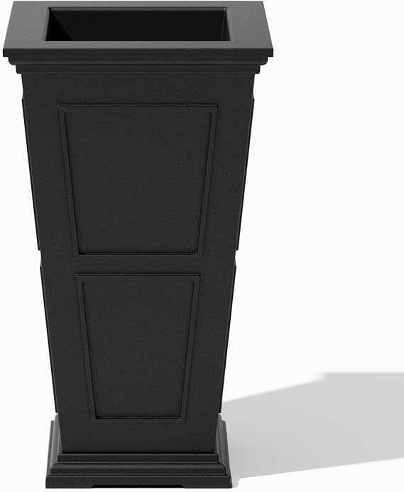 Veradek Brixton Series Planter - Tall Outdoor Planter with Shelf | Made From Durable Plastic Featuring a Removable Insert Shelf. Classic Porch/Patio Decor for Plants and Flowers