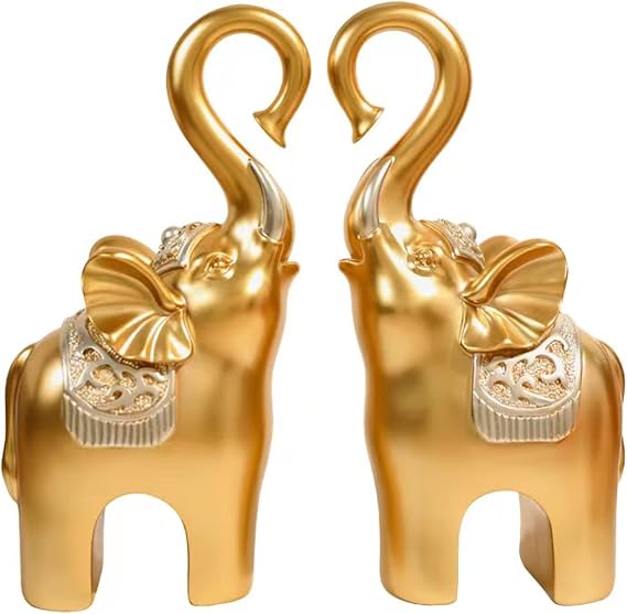 Elephant Statue Gifts for Women, Gold Elephant Decor for Shelf Coffee Table Modern Home Decor Accents, Elephant Figurines Ornament Home Decorations for Living Room
