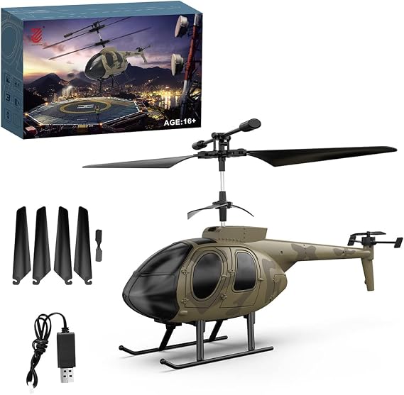 RC Helicopter with Camera, MD500 2.4G 4CH 6-axis Gyroscope Remote Control Helicopter Outdoor, RC Aircraft Model with Controller (RTF Version)