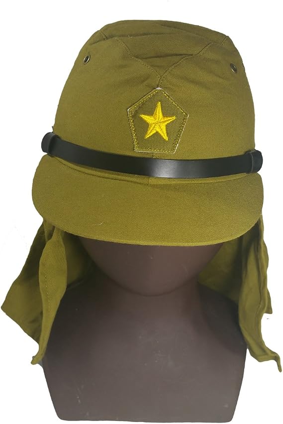 Repro WWII WW2 Japanese Solider Hat and Flap Neck Cover Cap 59 CM Dark Grey