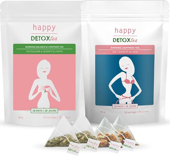 Slimming and Detox Tea - Teatox 28 Days - Happy Detox Tea - 4 Weeks Programme