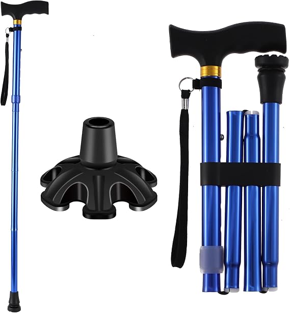 Walking Cane LIXIANG Cane for Man/Woman | Mobility & Daily Living Aids | 5-Level Height Adjustable Walking Stick | Comfortable Plastic T-Handle Portable Walking Stick Folding Cane