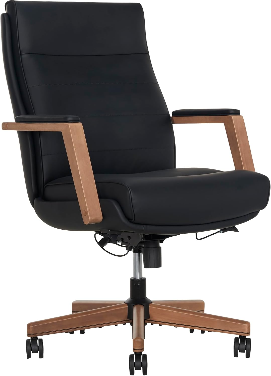 Thomasville® Fendley Ergonomic Vegan Leather Mid-Back Office Chair, BlackBrown
