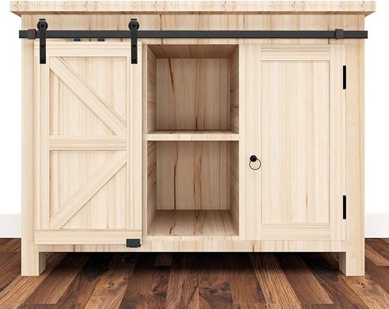 2FT Mini Cabinet Sliding Barn Door Hardware for Single Door Track Roller Sets (J-Shaped Hangers)