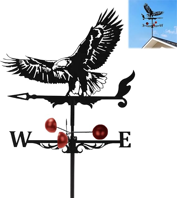 3D Flying Eagle Weather Vane - Roof Mount Metal Wind Vane for Farm