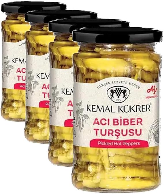 Kemal Kükrer Acı Biber Turşusu Cam Kavanoz 360 gr (4 paketi)