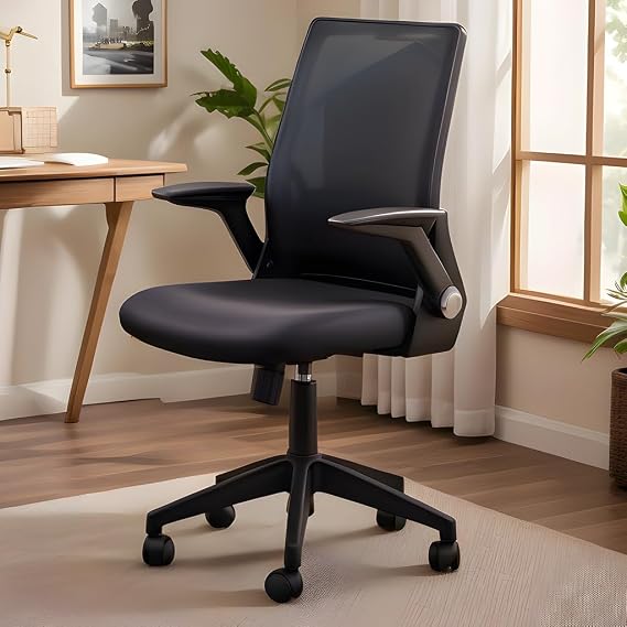 Alis Plastic Standing Movable Sleeve Work Chair (Black Mesh)