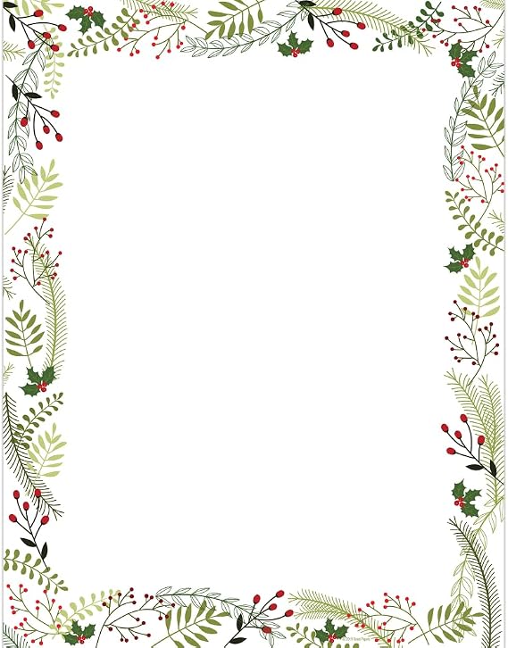 Great Papers! Merry Twigs & Holly Letterhead, 8.5" x 11", 80 Count (2019108),Red/white/green