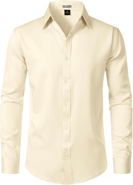 ZEROYAA Men's Wrinkle Free Long Sleeve Dress Shirt