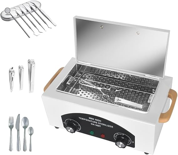 2.23L High Autoclave Sterilizer, Nail Tool Steriliser, UV Steriliser, 120min Timer, 50-220℃, Mini Sterilizers Box, Tool Disinfection Cabinet, for Home, Barbershop, Beauty Salon, Spa