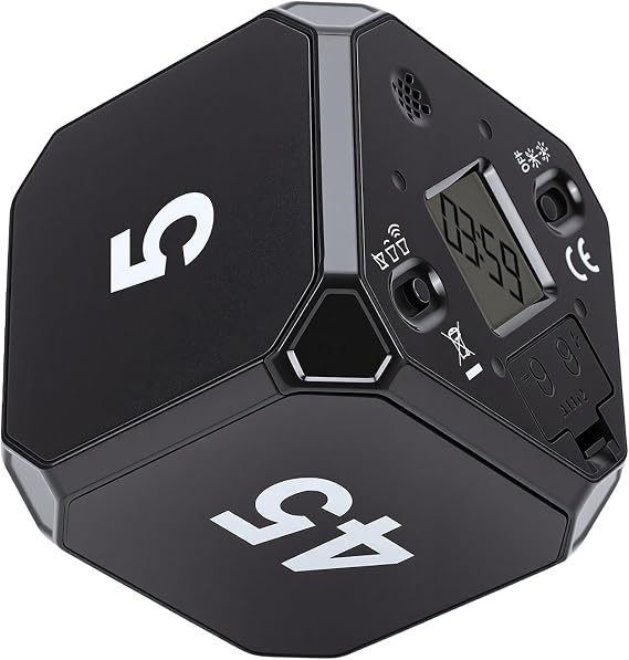 Silent Cube Timer for Desk - Electronic Productivity Timer for Work, Study, School & Kitchen - Time Management Tool with Clear Display