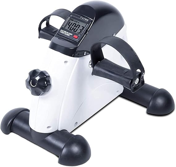 Pedal Trainer, Portable Pedal Bicycle Exerciser, Electric Understage Elliptical Machine Trainer, Built-in LCD Display, Suitable for Office Gym White
