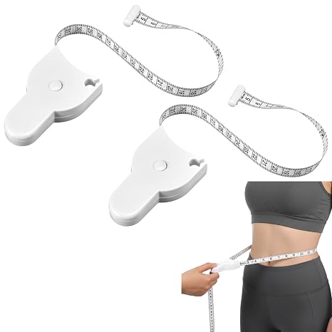 2 Pack Body Measuring Tape, Retractable Measuring Tape for Body Measurements with Locking Mechanism and Push Button, 60in Tapes Measure Automatic Bodies Tapes Measure for Fitness & Tailoring