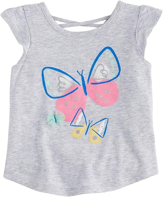 Jumping Beans Butterfly Flutter-Sleeved Tee, Gray