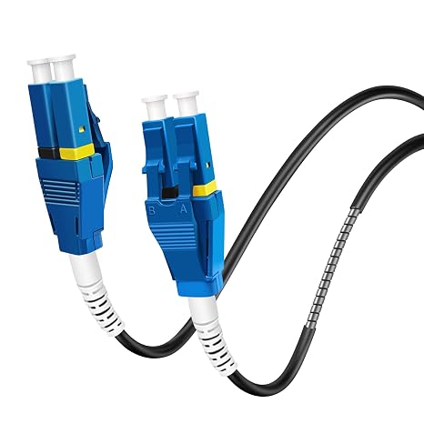 Uniboot LC to LC Armored Fiber Patch Cable, Single Mode Duplex Fiber Optic Cable Jumper Optical Patch Cord, 9/125um, (OS1/OS2 Compatible), LSZH Black, 1m