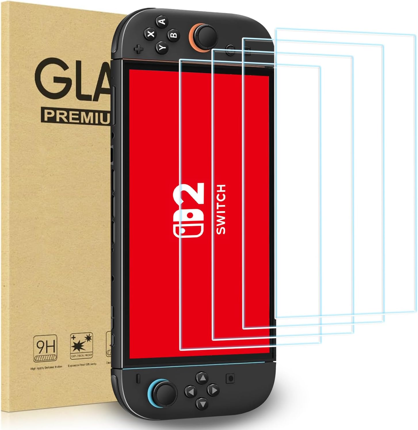 Nintendo Switch 2 2025 için 4'lü paket temperli cam ekran koruyucu, 7,9 inç 9H sertlik çizilmez kabarcıksız cam koruyucu aksesuarları Switch2 için