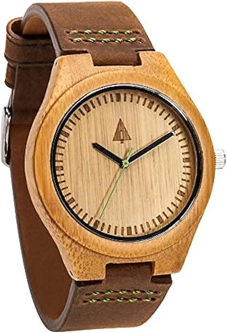 Treehut Wooden Watches for Men, Japanese Quartz Movement, Stylish Exotic Wrist Watch with Adjustable Stainless Steel Buckle, Leather Straps, Watch Made Real Wood, Relojes para Hombre