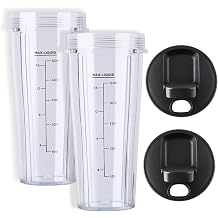 BN301 BN300C 20 OZ To Go Blender Replacement Cups for Ninja Nutri-Blender Plus, 2 Pack Food Grade Portable Blender Jars for Personal Compact Blender