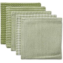 DII Everyday Kitchen Collection Assorted Dishcloth Set, 12x12, Antique Green, 5 Count
