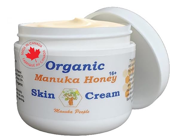 Organic Manuka Honey Skin Moisturizer Cream for Sensitive Dry Skin, Honey Relief for All Ages, Natural Moisturizer Cream for Face and Body, Made in Canada (4 OZ)