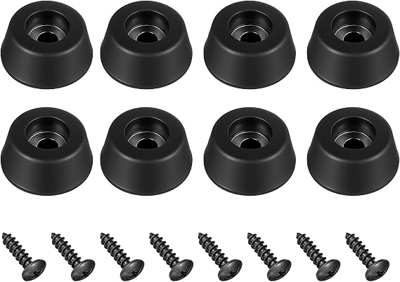 8Pcs Heavy-Duty Rubber Feet for Subwoofer, Speaker Isolation Pads with Stainless Steel Screws for Subwoofer, Guitar Amps, Furniture, Turntables, Cutting Boards, Cabinets 0.98 W x 0.47 H (Black)