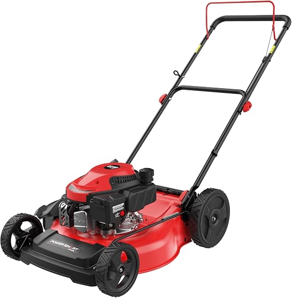 PowerSmart 21-Inch Gas Lawn Mower, 144cc 4-Cycle OHV Engine, Push Mower with Mulching & Side-Discharge, 6 Cutting Heights